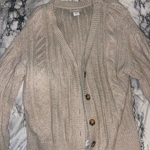 Cupcakes & Cashmere Tan Cable Knit Button Cardigan - L